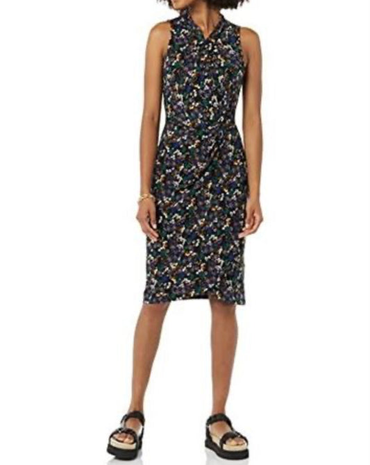 Sleeveless Crossover Twist Neck Faux Wrap Dress