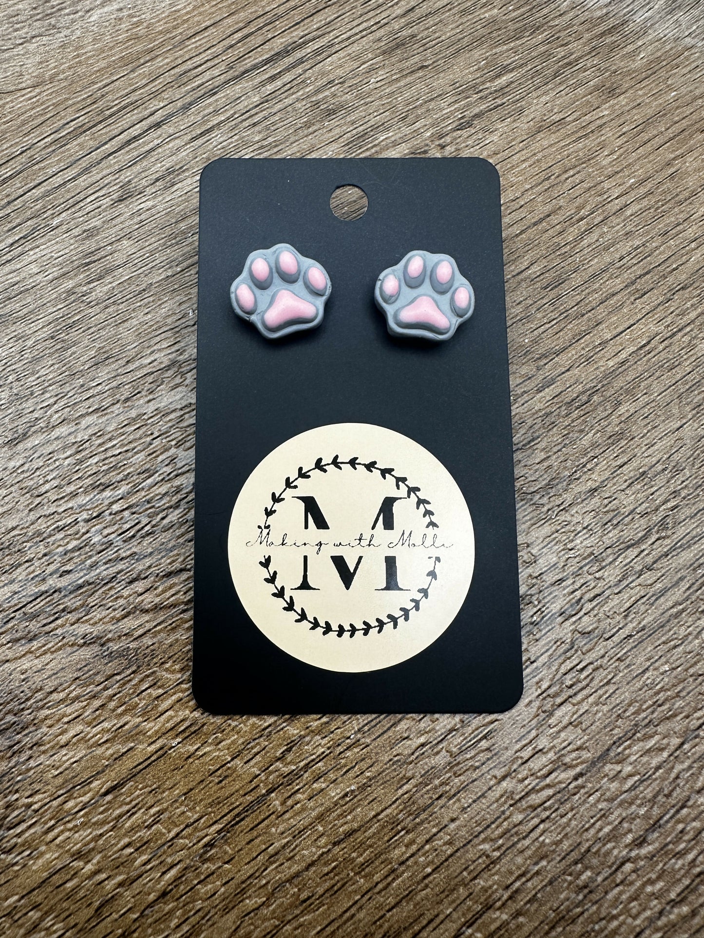 Pawprint Stud Polymer Clay Earrings