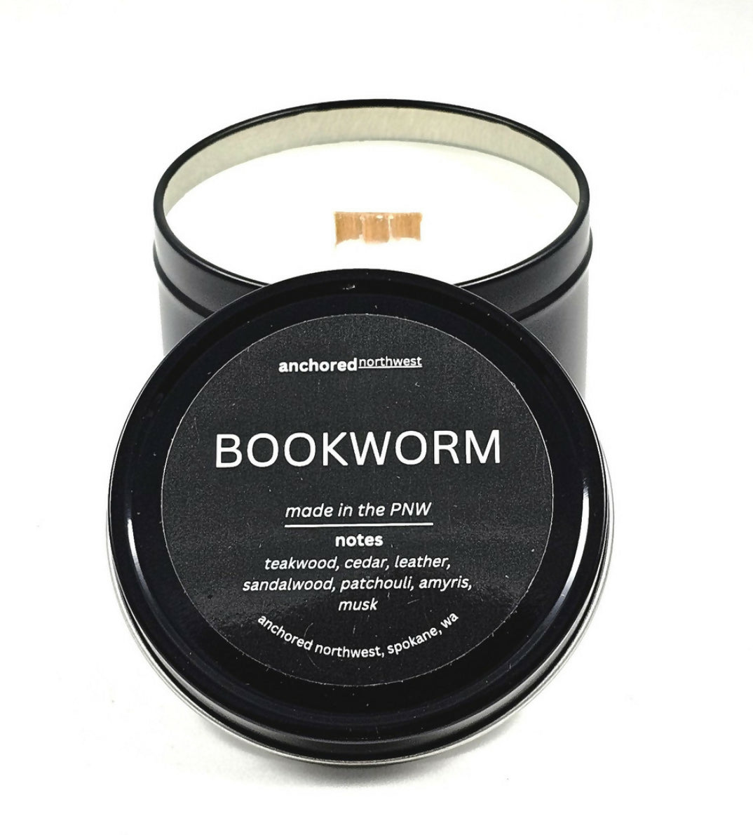 Bookworm Travel Tin Soy Candle