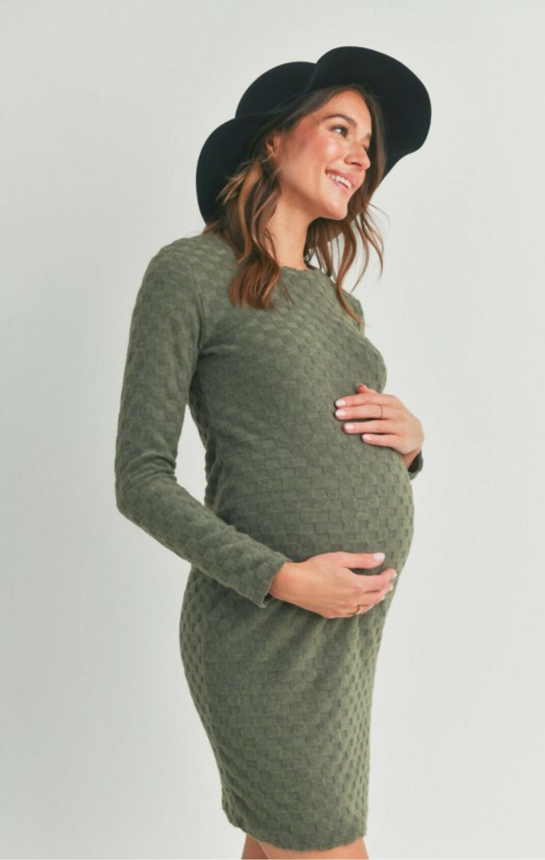 Textured Knit Olive Maternity to Postpartum Dress