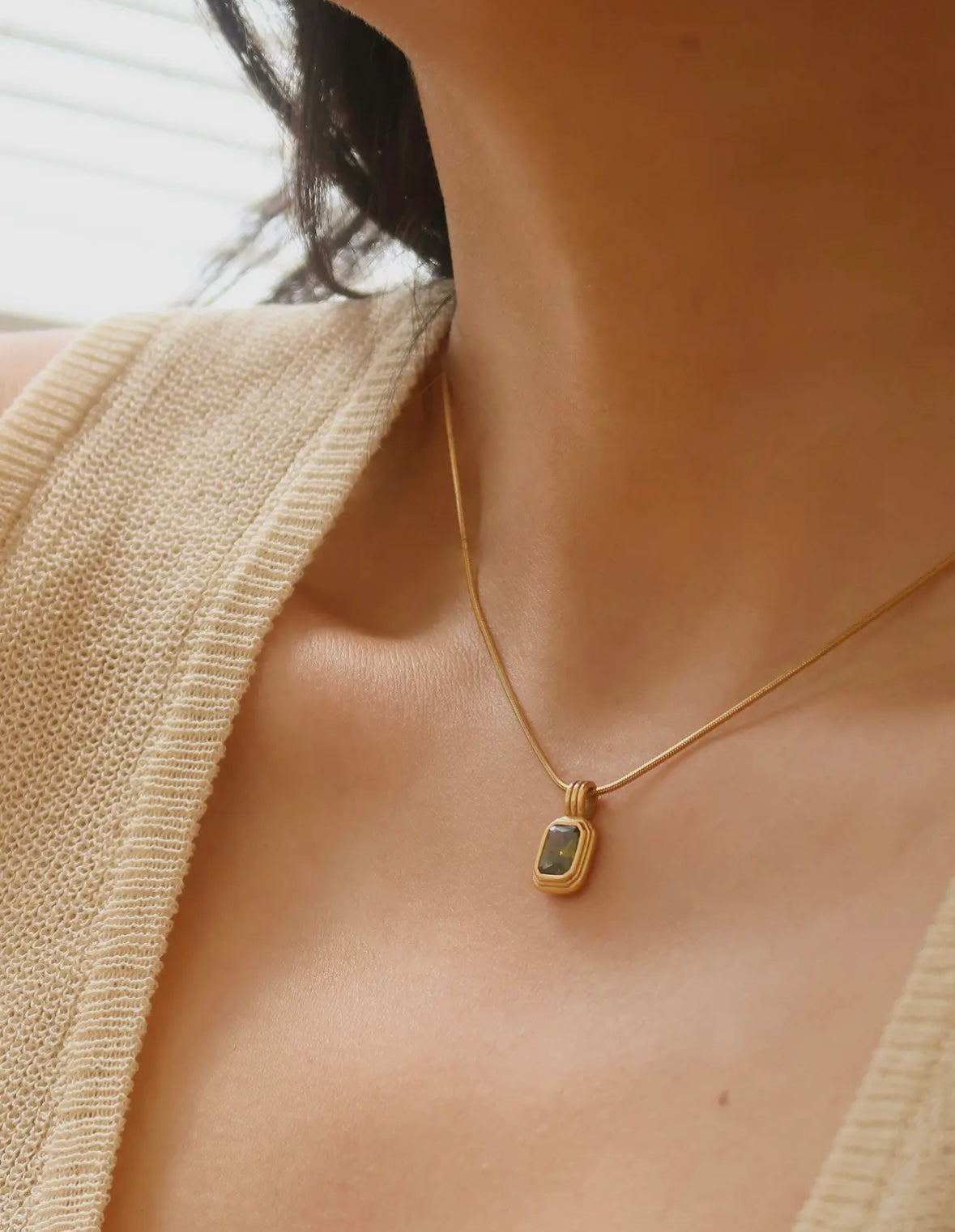 Green
Square Stone Pendant