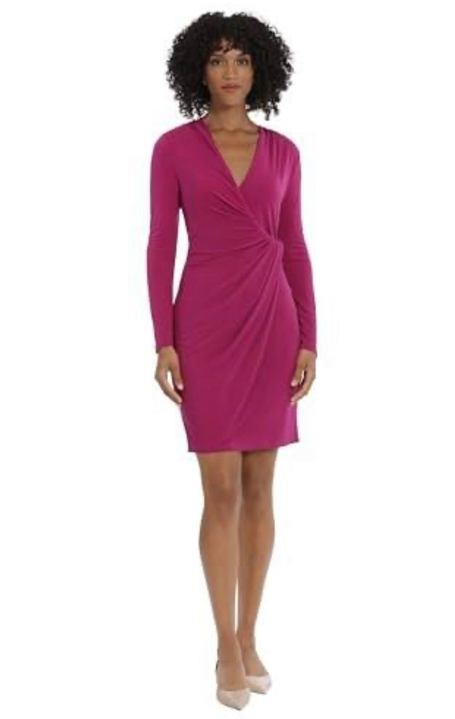 Maggy London Women's Long Sleeve Draped Wrap Dress