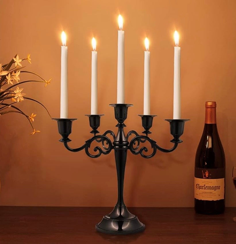 5-Candle Metal Candelabra, Black