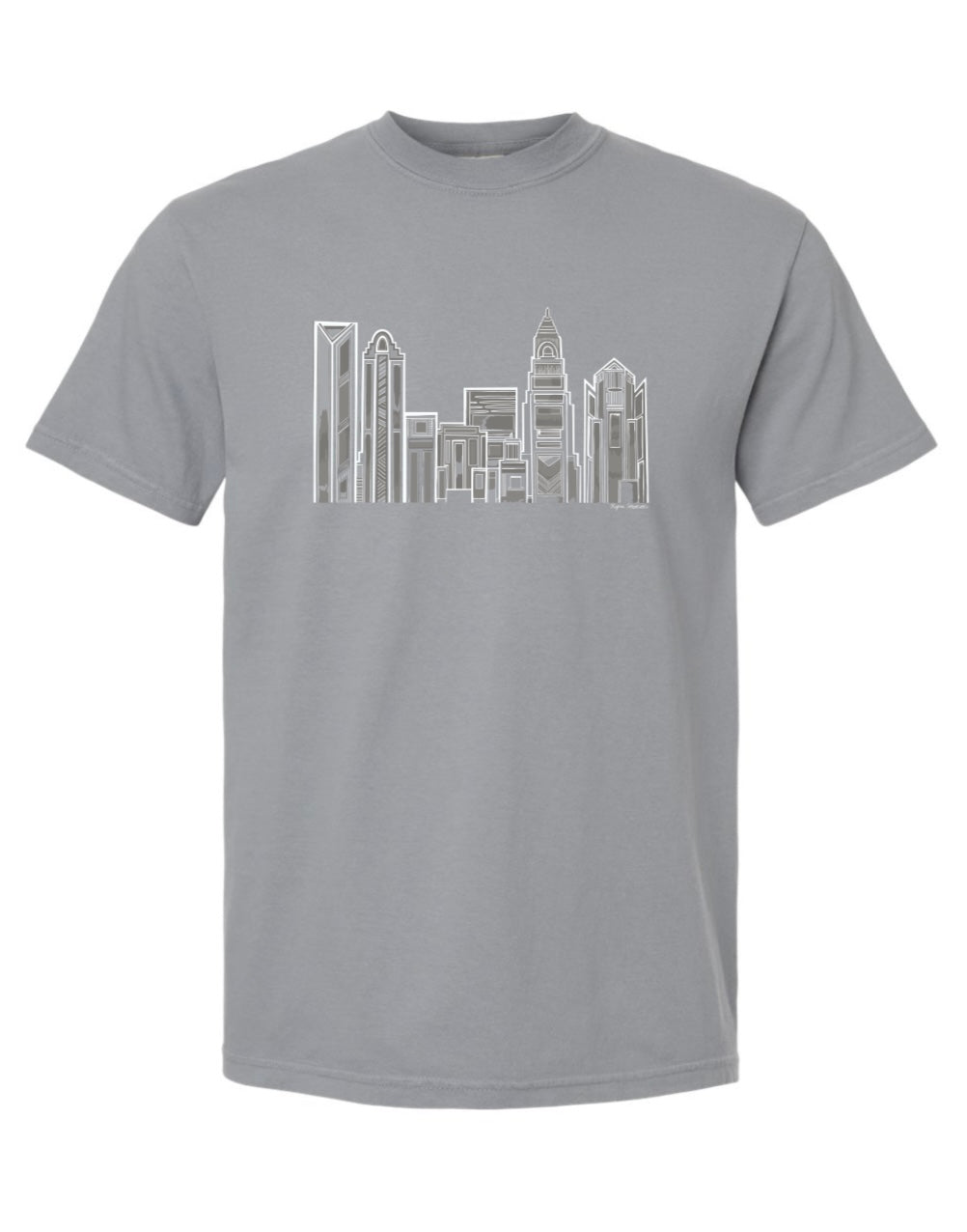 Charlotte Skyline / Featuring original artwork by local artist Kyra Hodson