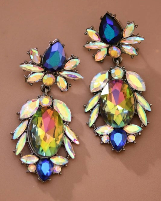 Blue Crystal Statement Earrings
