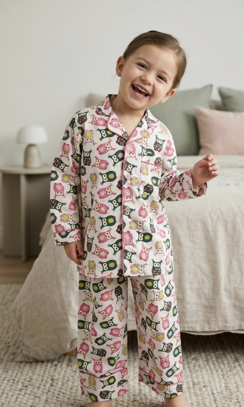 Whimsical Owls Cotton Pajama Set