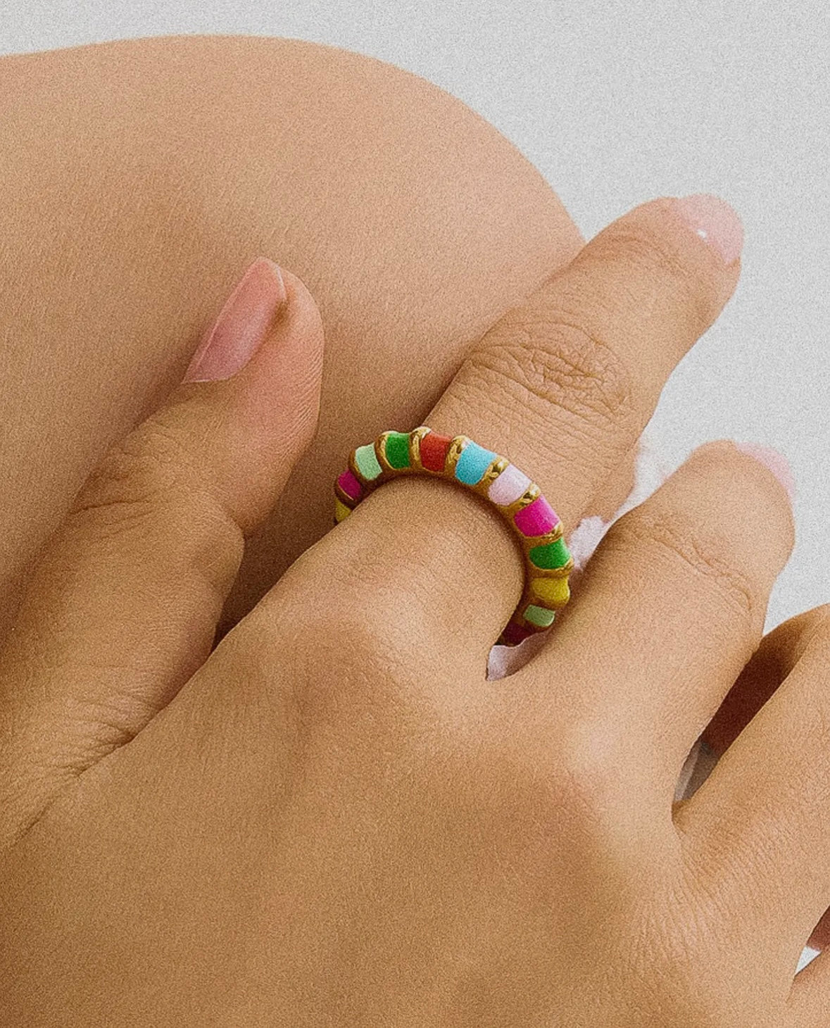 Sardinia 18K Gold Non-Tarnish
Colorful Thin Band Ring