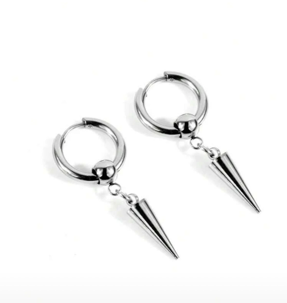 Silver Rivet Drop Earrings