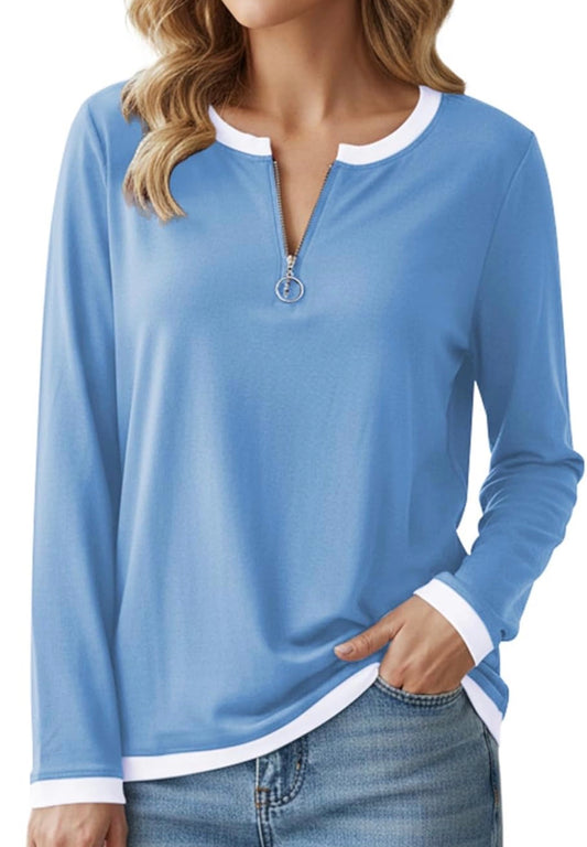 Women's V Neck Long Sleeve Shirt