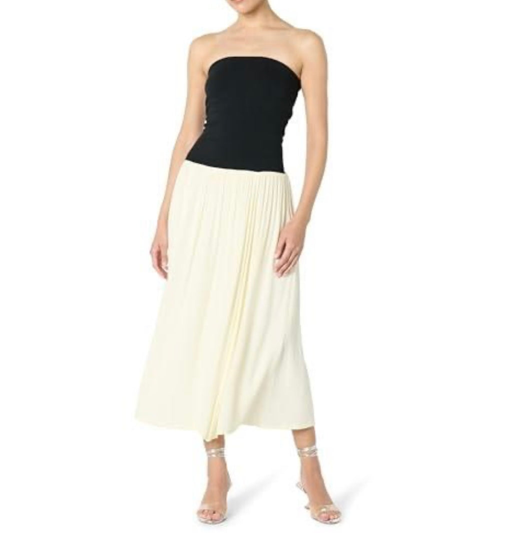 Lillian Mixed Media Strapless Maxi Dress, Black/Ivory
