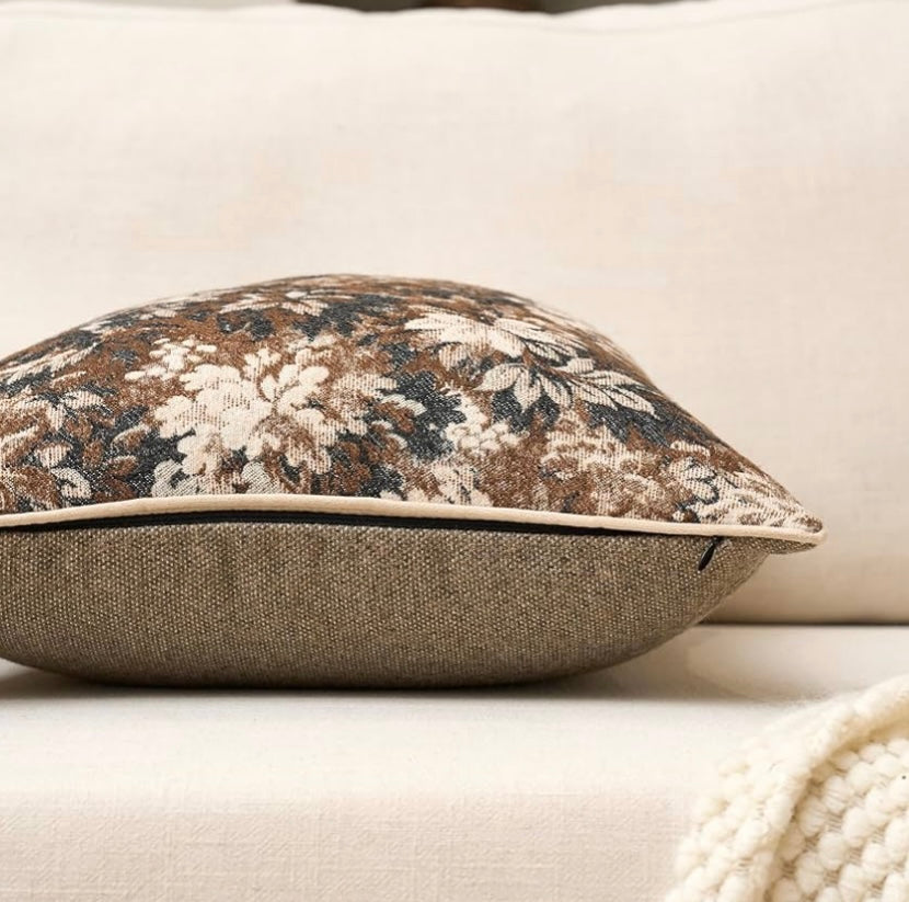 Neutral Floral Throw Pillow