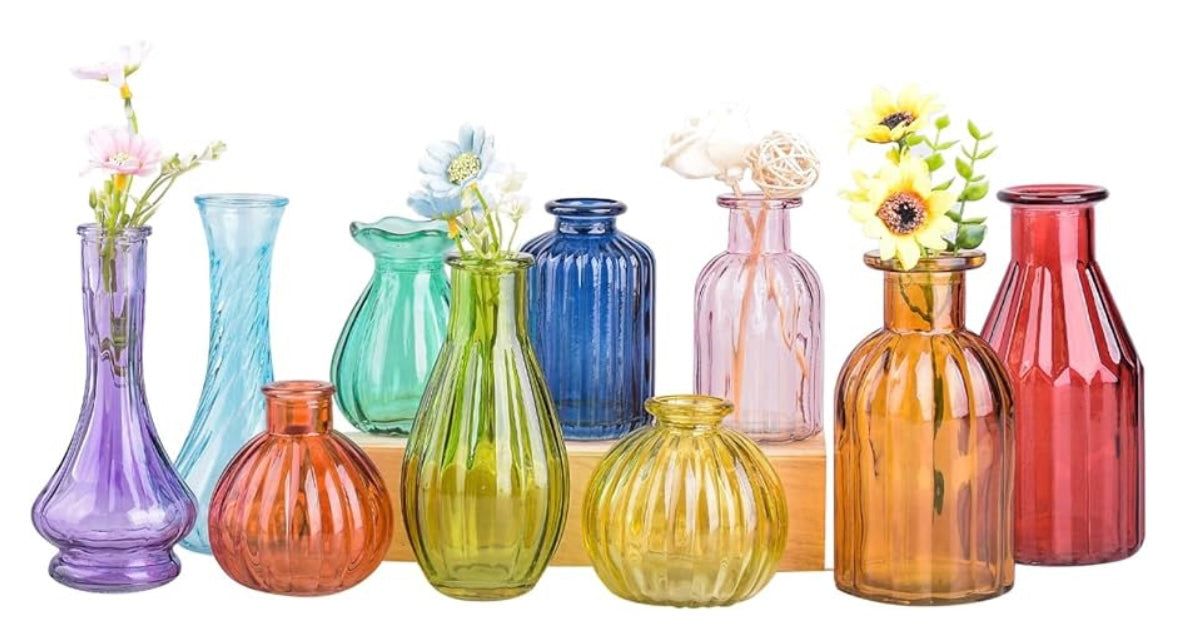 Colored Glass Bud Vases