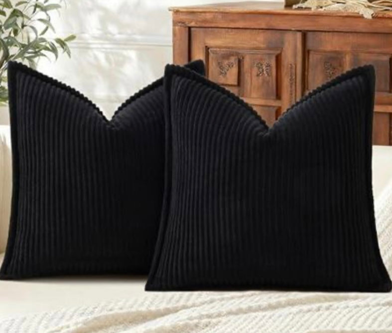 Black Corduroy, Throw Pillows, set￼