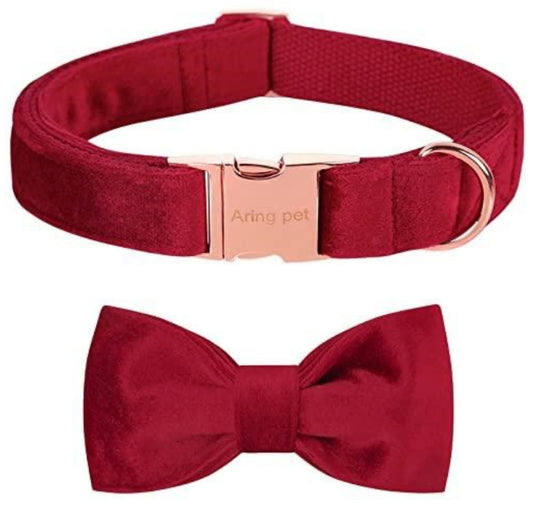 Velvet Dog Collar-Soft Bow tie