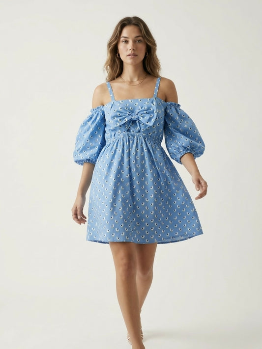 Sweet Seagull Bow front Mom dress