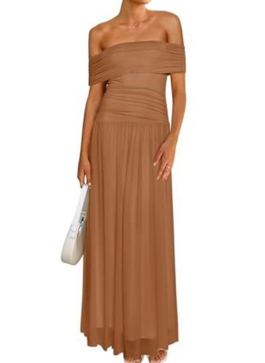 Off The Shoulder Mesh Maxi