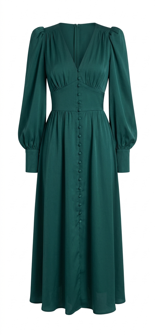 Women's Puff Sleeve Satin
Maxi Dress
