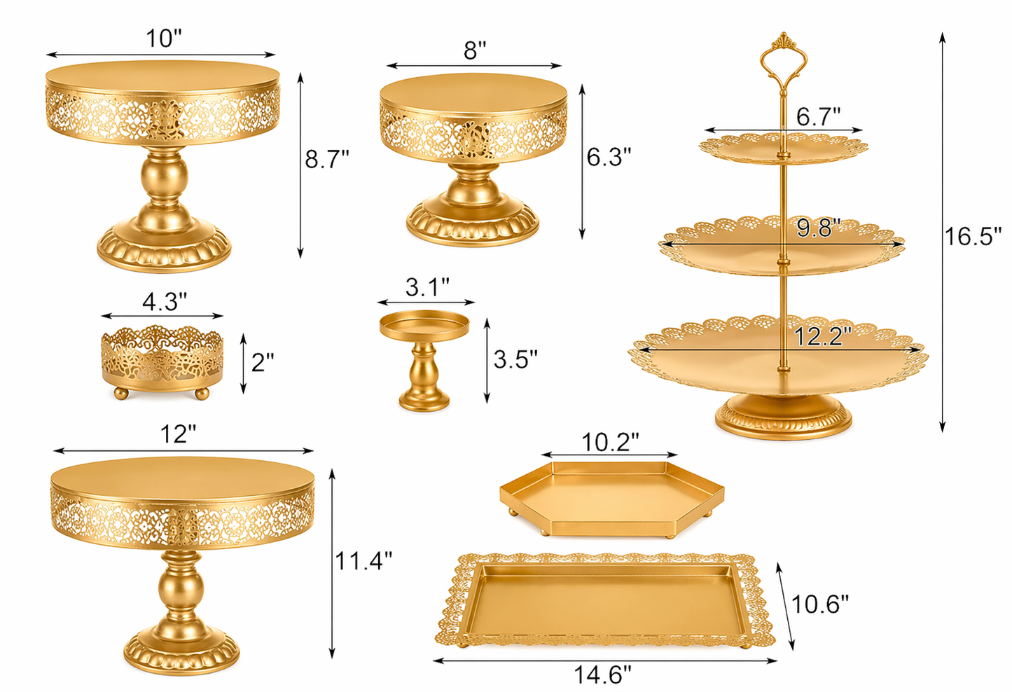 Brushed Gold Dessert Stands