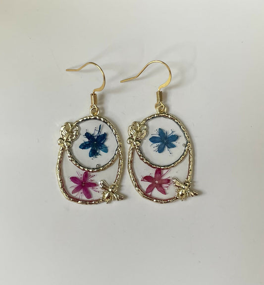 Bee/Butterfly Pressed Flower Earrings