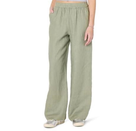 Womens Bonni Pull On Linen Pant, Iceberg Green
