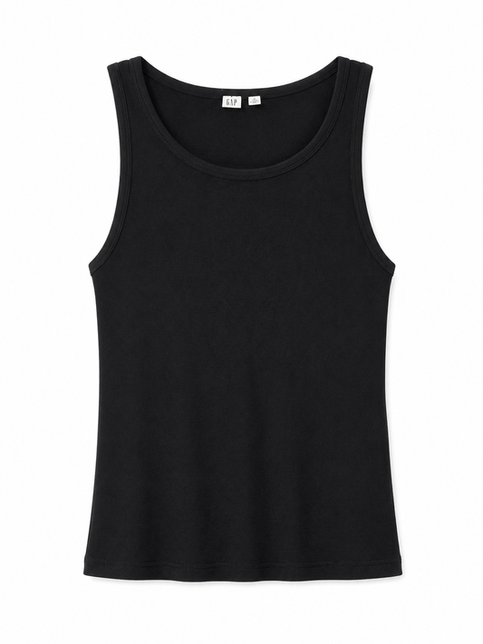 Black Ribbed Tank Top