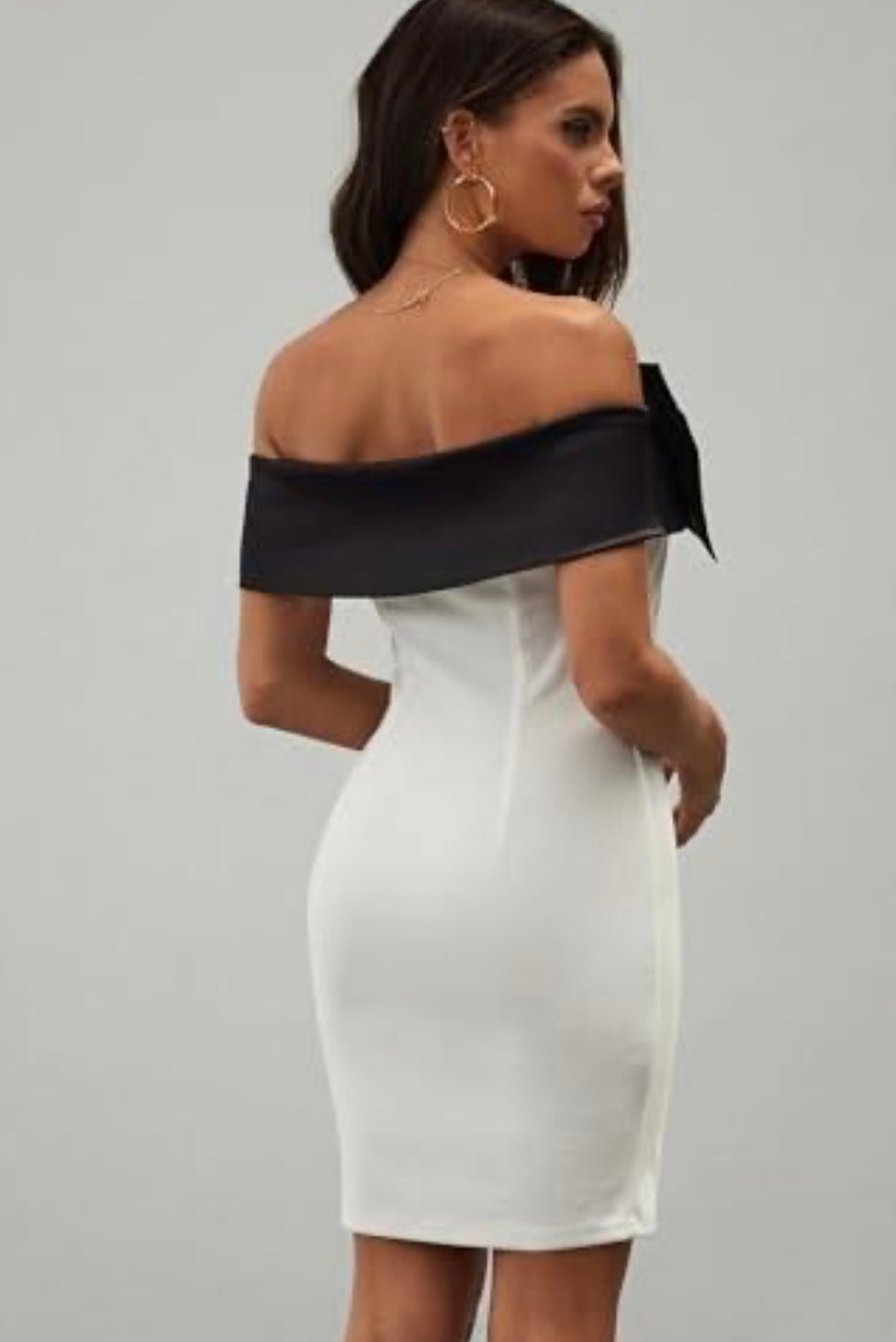 Off Shoulder Short Sleeve Bow Mini Dress