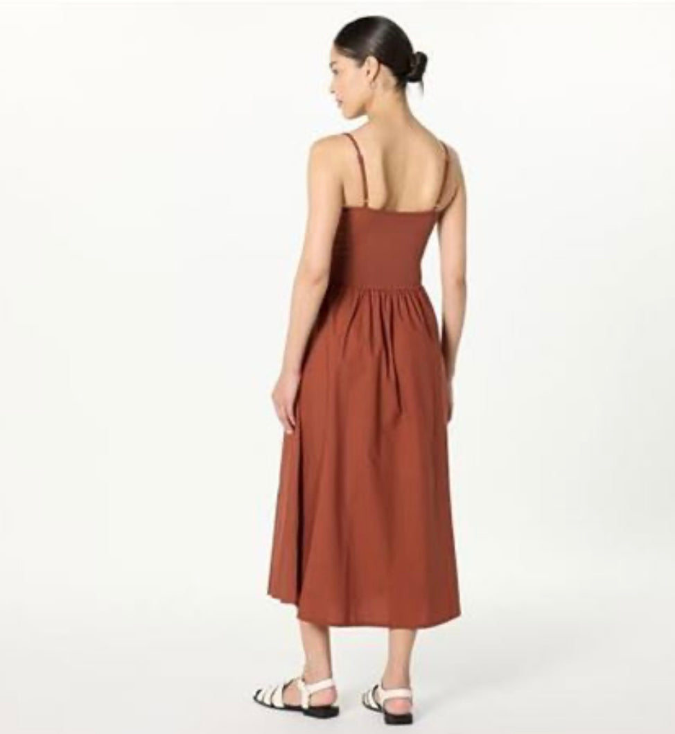 Robyn Mixed Media Spaghetti Strap Midi Dress