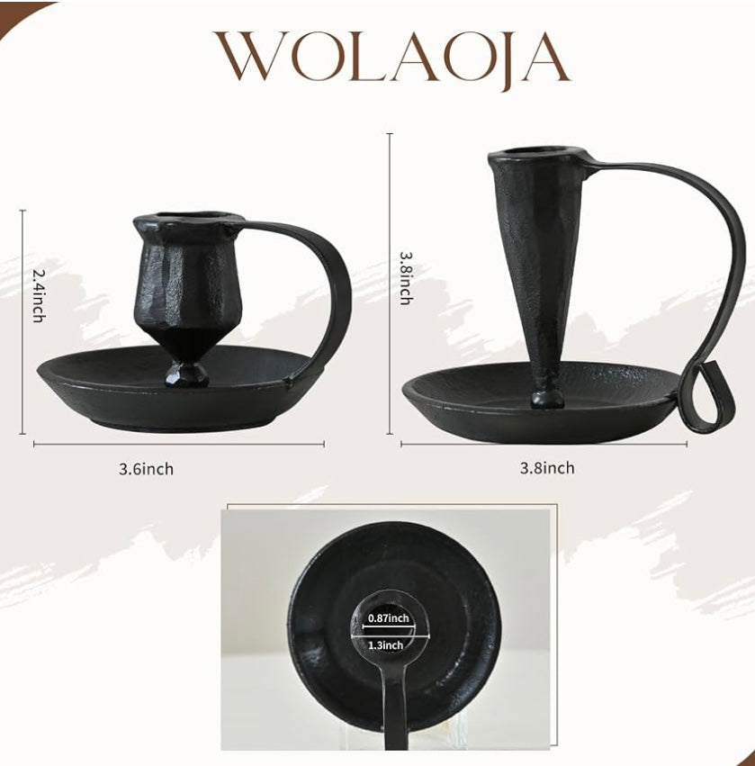 Vintage Inspired Candle Holders, Black