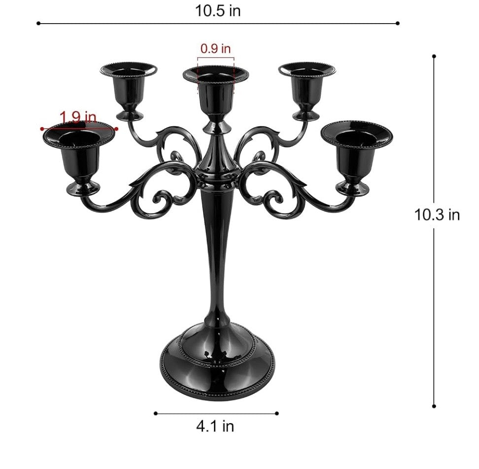 5-Candle Metal Candelabra, Black