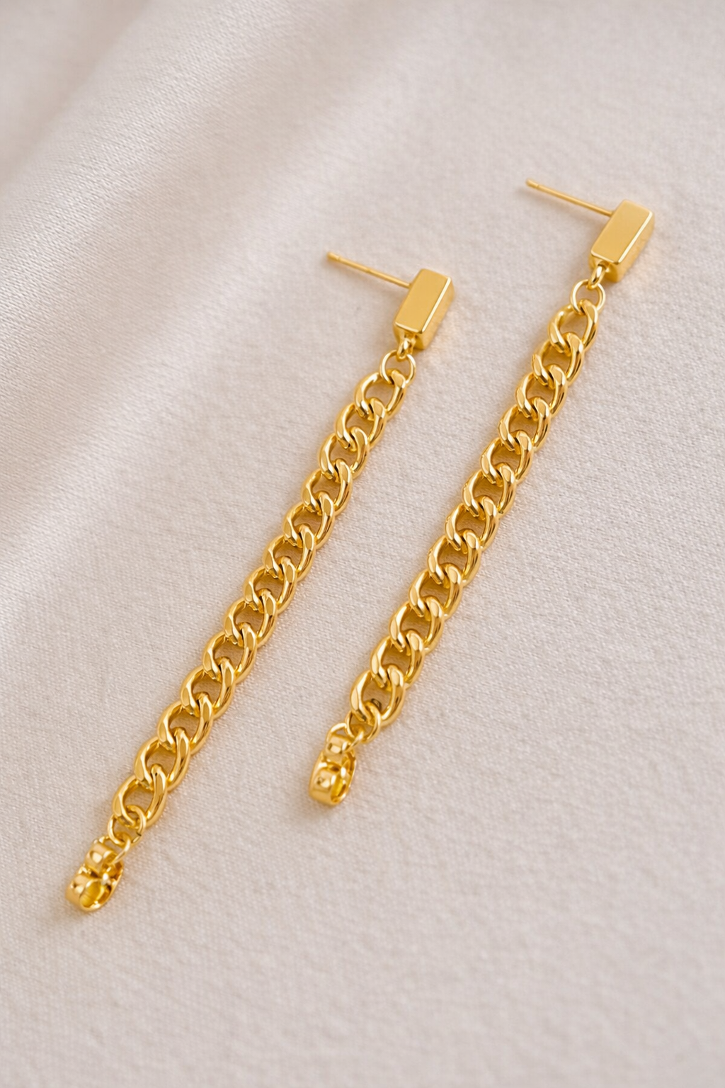 Gold Chain Drop Stud Earrings