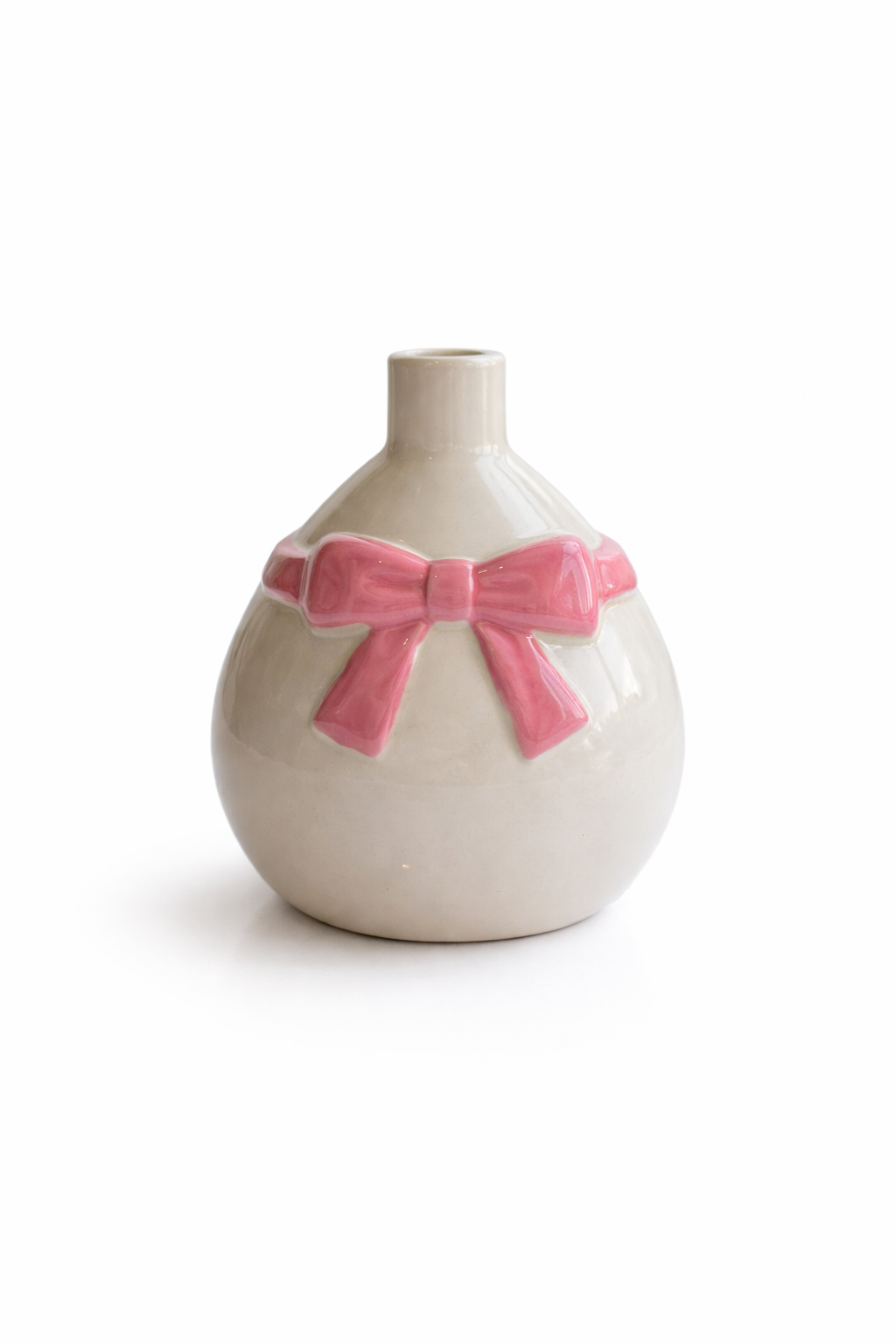 Pink Bow Vase Tiny Ceramic Bud Vases