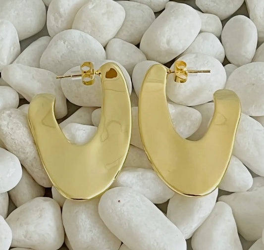 Polished Golden Art Hoop Earrings