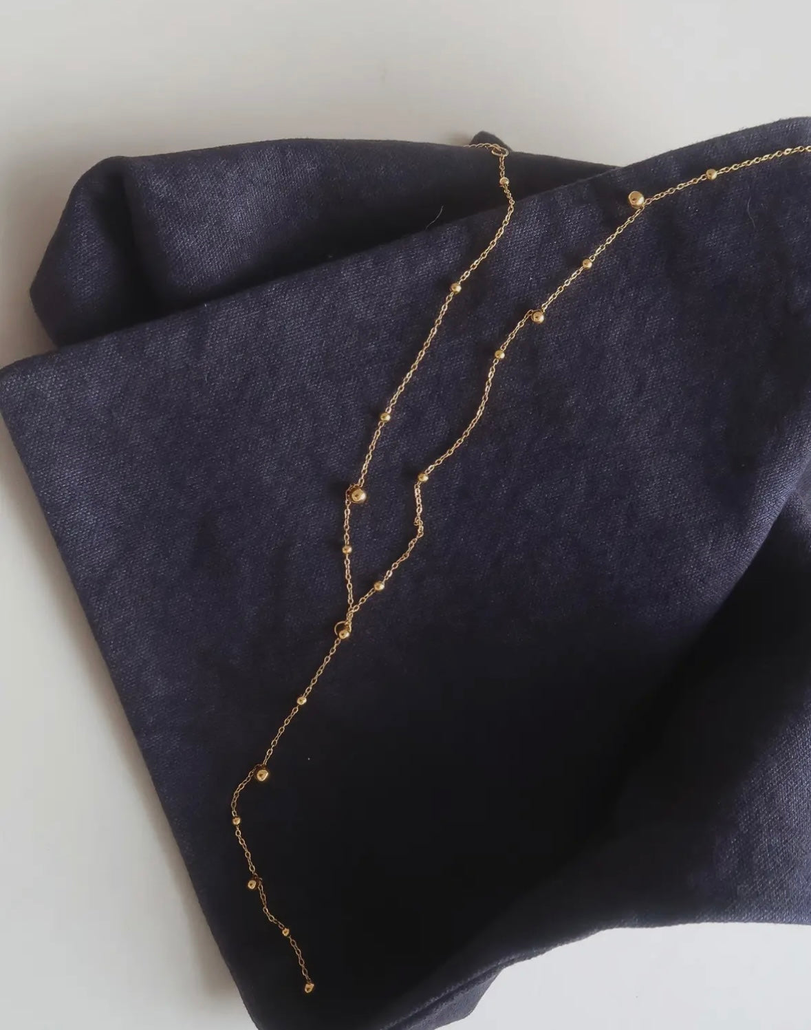 Brisse 18K Gold Non-Tarnish Dressy Beaded Y Lariat Necklace