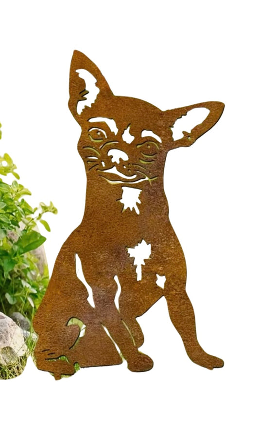 Chihuahua Outdoor Rustic Garden Stake