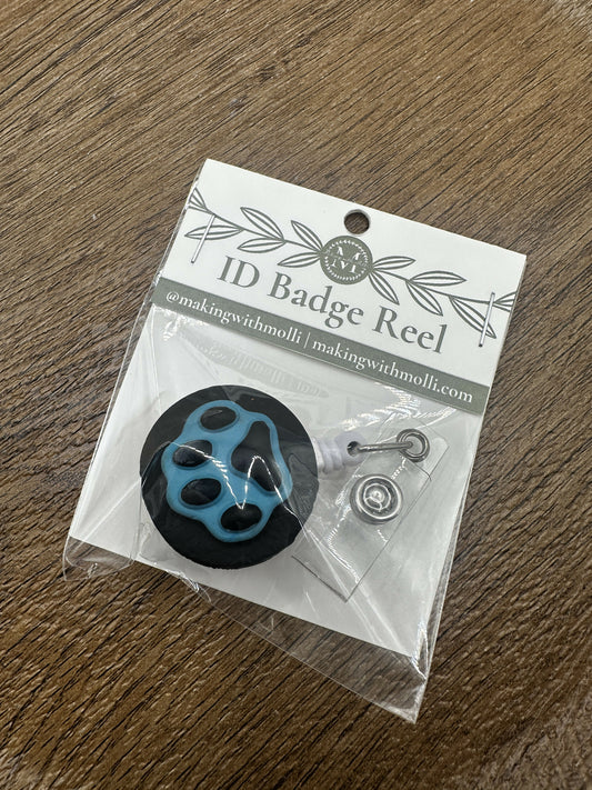Blue Pawprint ID Badge Reel