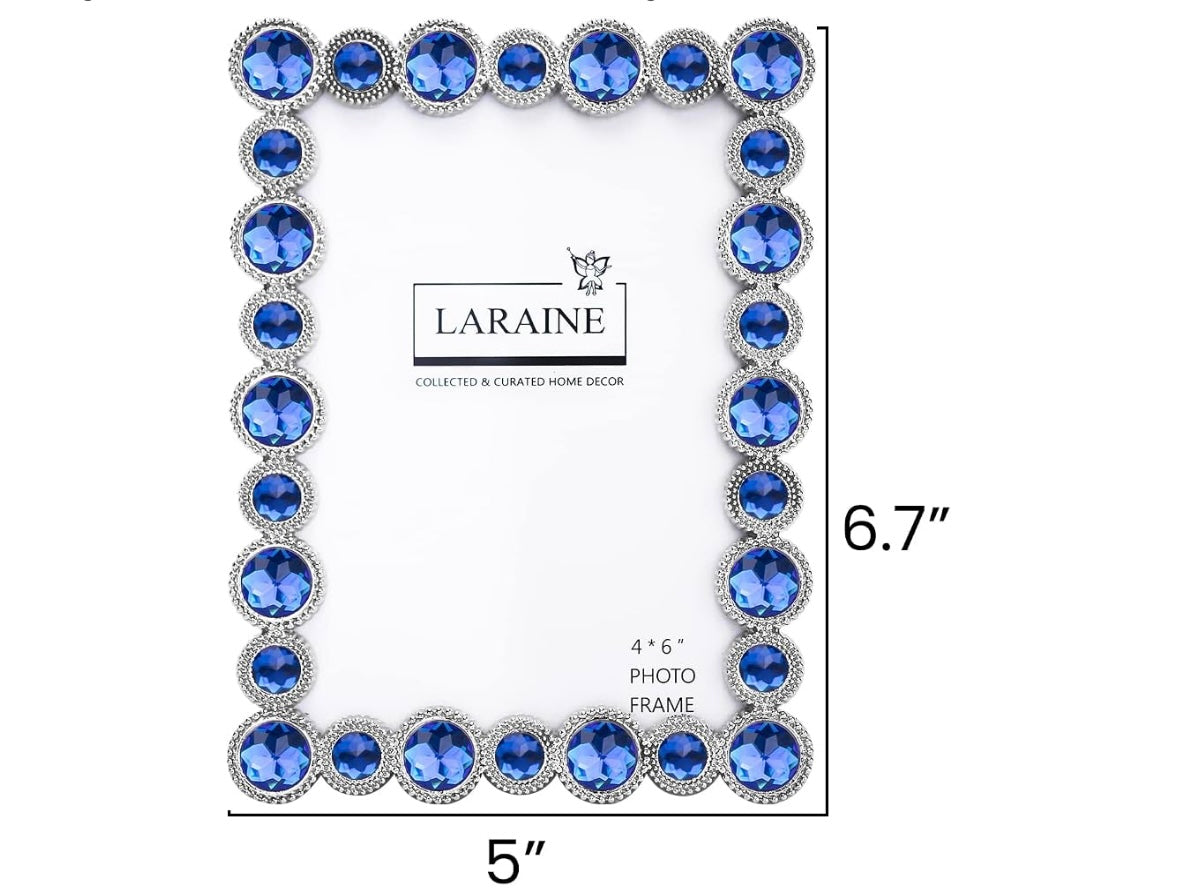 4x6 Blue Rhinestones Metal Frame