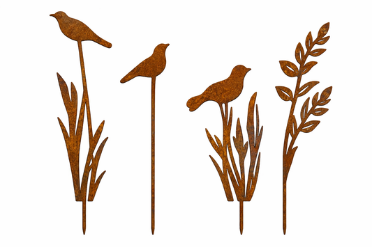 Bird & Lead Rustic Garden Stakes
