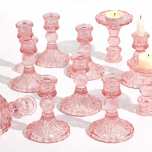 Pink Taper Candle Holders