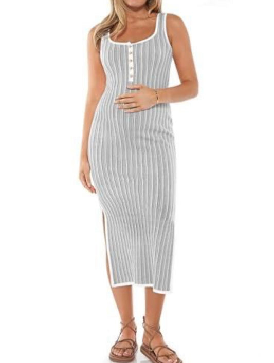 Maternity Dress Sleeveless Button Long Dress