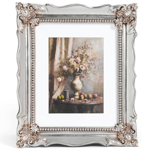 8x10 Vintage Picture Frame with Embossed Flower Design