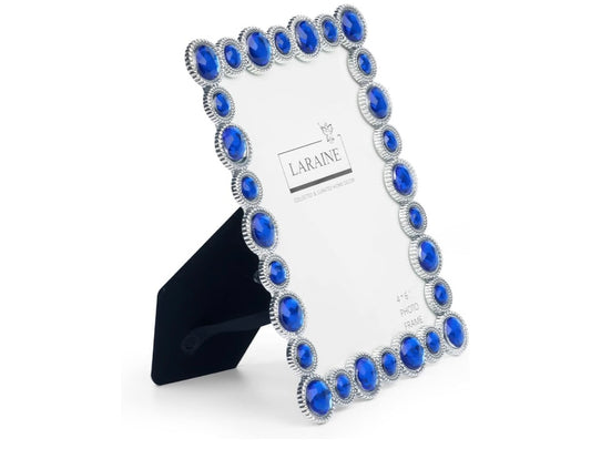 4x6 Blue Rhinestones Metal Frame