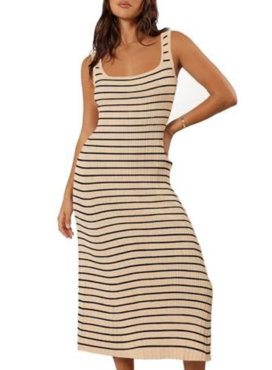 Striped Bodycon Midi Dress
