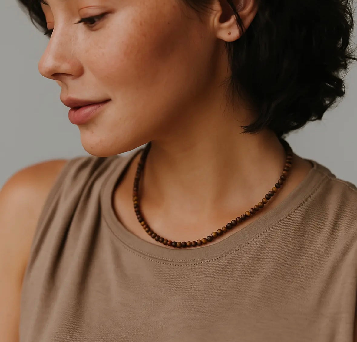 Natural Stone Bead Stand Necklace