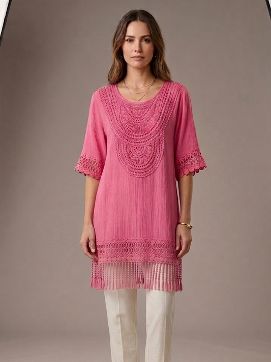 Indigo Soul Tunic, Hot Pink