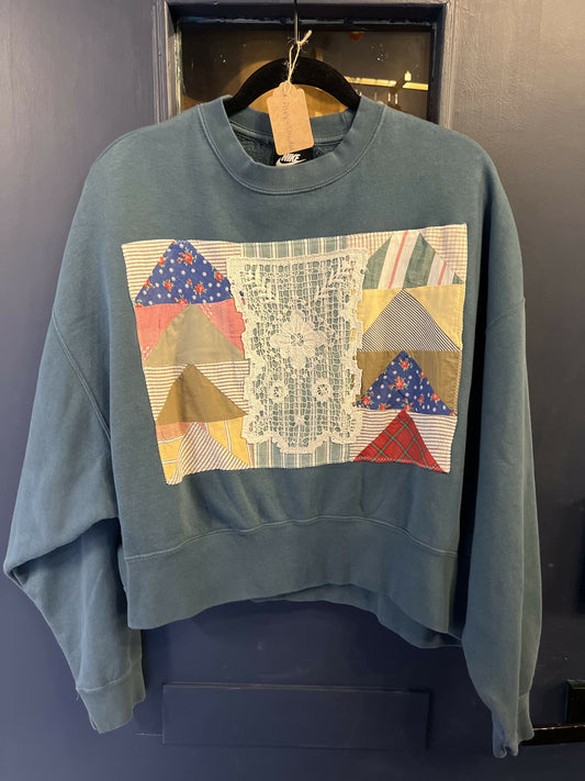 Cropped Quilted Sweatshirt