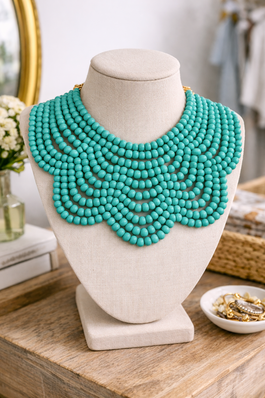 Handmade Wooden Shawl Necklace