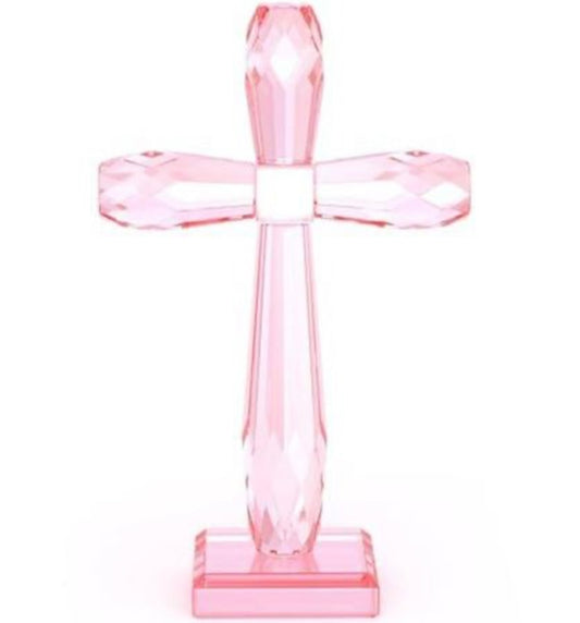 Crystal Standing Cross Decor, Pink