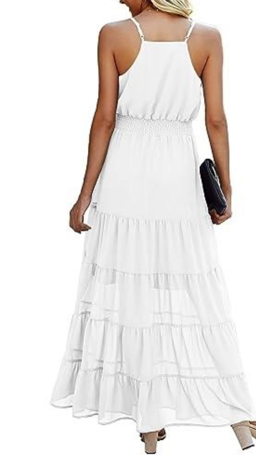 Spaghetti Strap Sleeveless High Waist Maxi Dress