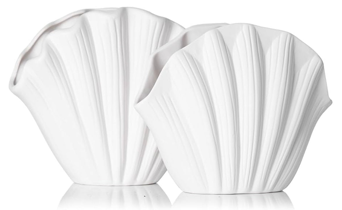 White Ceramic Shell Vase