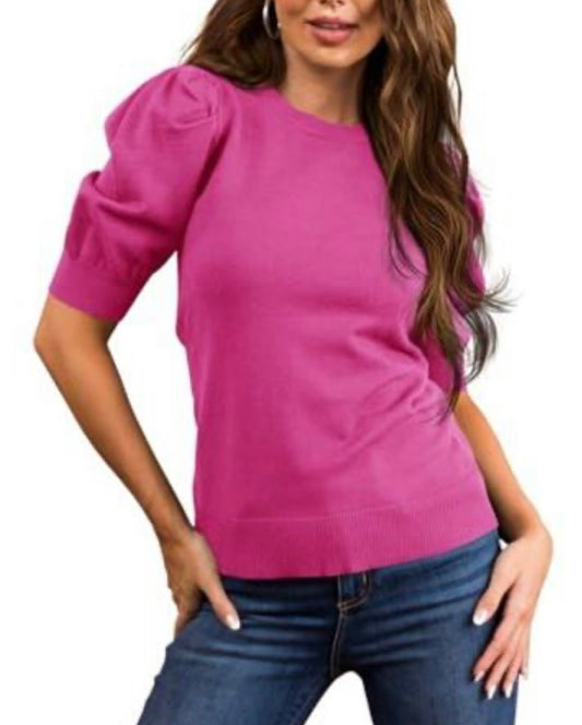 Puff Short Sleeve Sweater Tops